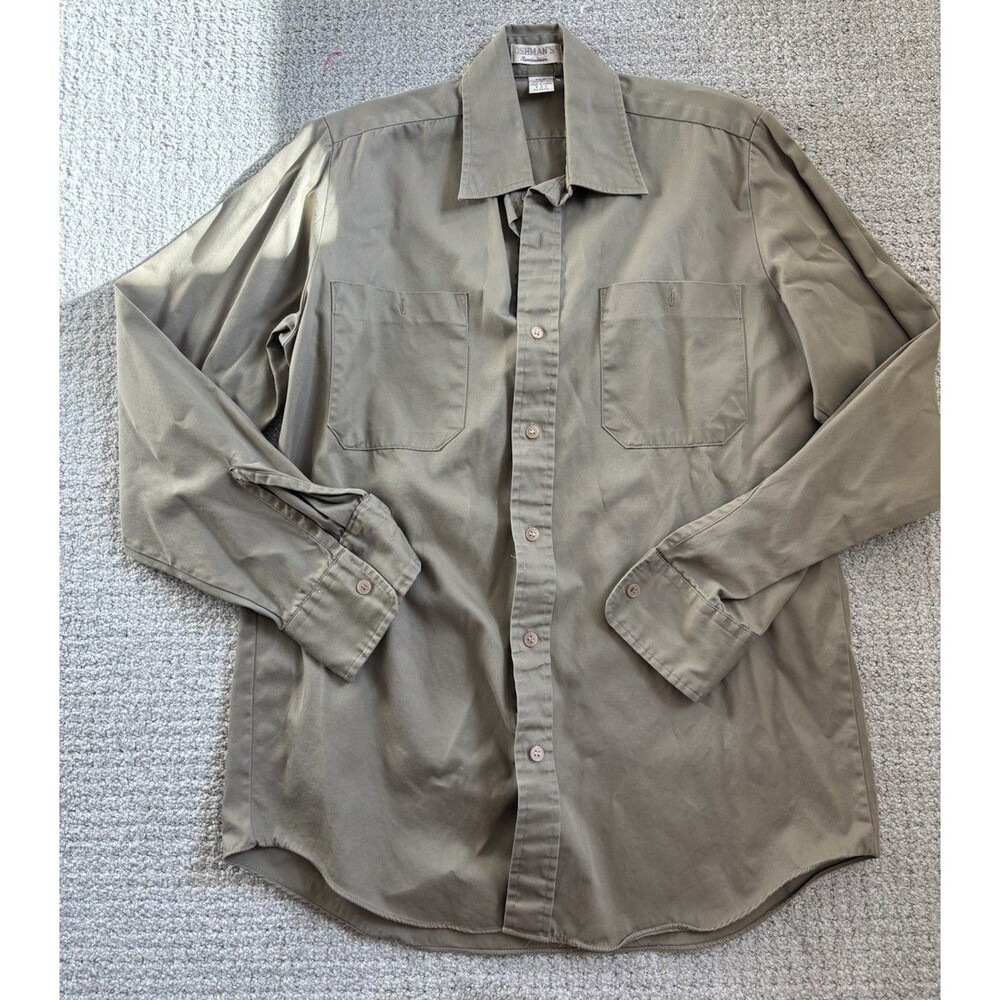 Vtg 80s OSHMAN’S Sportswear Khaki Field Shirt Men’s L Safari Utility Made in USA
